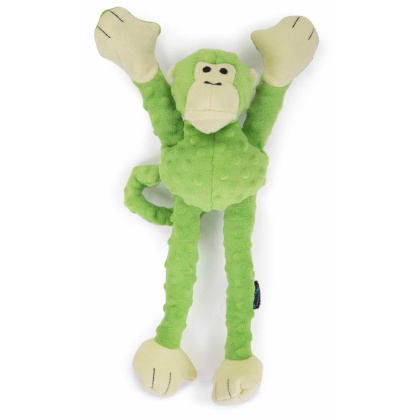 goDog Crazy Tugs Monkeys Squeaky Plush Dog Toy Large