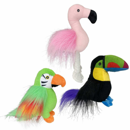 Multipet Margaritaville(R) Tropical Birds Plush Dog Toy Assorted 10.5\
