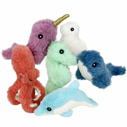 Multipet Minipet Deep Sea Cuddlerz Plush Dog Toy Assorted Animals 5\