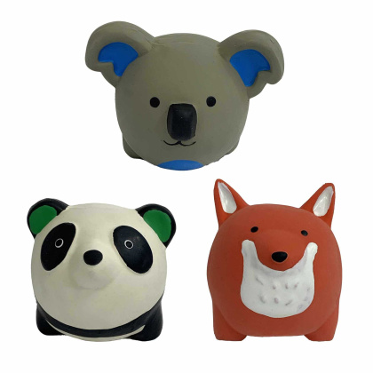 Multipet Minipet Latex Round Animals Dog Chew Toy Assorted Animals 2.5\