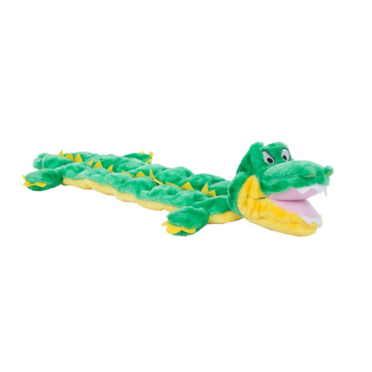 Green - Outward Hound Squeaker Matz Gator Plush Dog Toy - XL