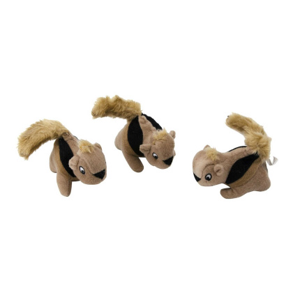 Outward Hound Squeakin\' Squirrels Plush Dog Toy Brown 3pc