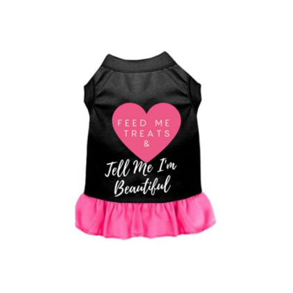 Black w Hot Pink Ruffle - Feed Me Treats & Tell Me I\'m Beautiful - Large