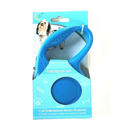 Retractable Dog Pet Leash 11.5ft (3m) Maximum Tension 25 Lbs Blue Color