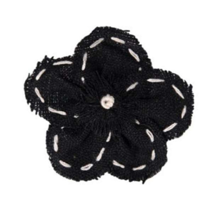 FL2003 | Linen Flower Dog | Cat | Pet Bow on Velcro Fastener|Pets Ribbons - Black