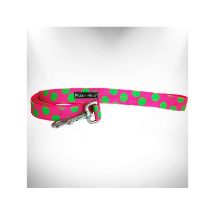 Green Dot on Pink - Polka Dot Dog - Neon Leads  - THIN Lead 5/8\