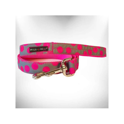 Pink Dot on Grey - Polka Dot Dog - Neon Leads  - REGULAR Lead 1\