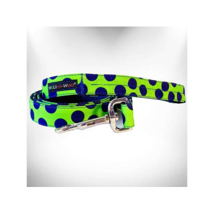 Blue Dot on Green - Polka Dot Dog - Neon Leads  - THIN Lead 5/8\