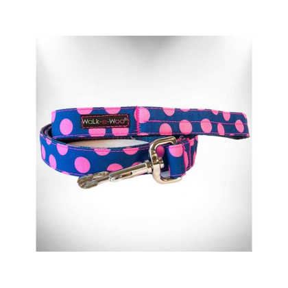 Pink Dot on Blue - Polka Dot Dog Leads  - REGULAR Lead 1\