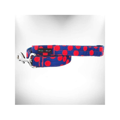 Red Dot on Blue - Polka Dot Dog Leads  - REGULAR Lead 1\