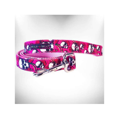Pink Skulls n\' Roses - Tattoo Dog Leads  - THIN Lead 5/8\