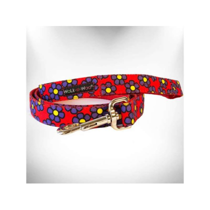 Purple Daisies on Red - Flower Dog Leads  - THIN Lead 5/8\