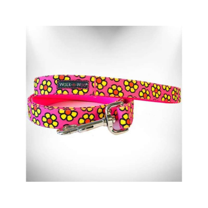 Yellow Daisies on Pink - Flower Dog Leads  - THIN Lead 5/8\