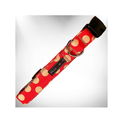 Tan Dots on Red - Polka Dot Dog - Tan Dots Collars - XL 1.5\