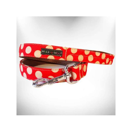 Tan Dots on Red - Polka Dot Dog - Tan Dots Leads  - THIN Lead 5/8\
