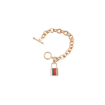 Designer Inspired Rhinestone Lock Pendant - Large