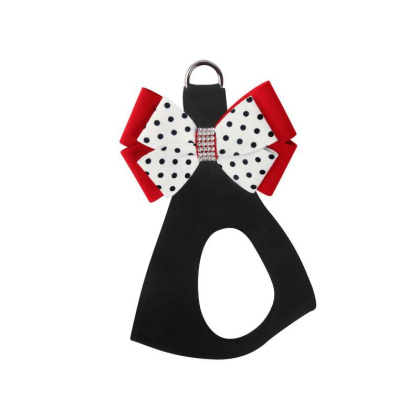 Black - Susan Lanci Designs Minnie Double Nouveau Bow Step In Harness - Medium