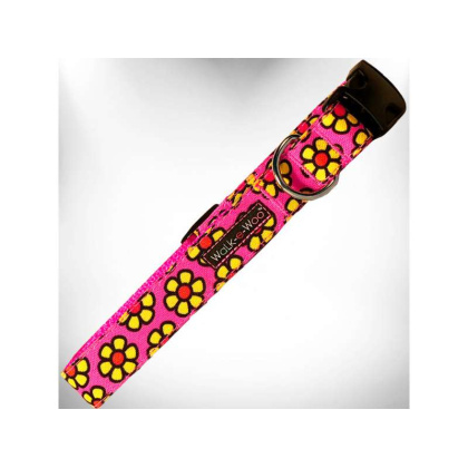 Yellow Daisies on Pink - Flower Dog Collars - XL 1.5\