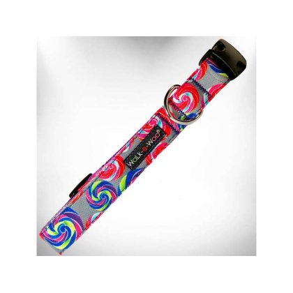 Lollipop on Grey - Lollipop Dog Collars - S 3/4\