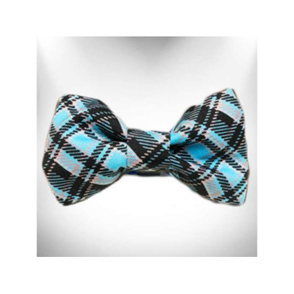 Steel Blue - Plaid Dog Bow Tie