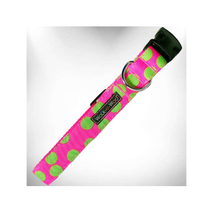 Green Dot on Pink - Polka Dot Dog - Neon Collars - XS 5/8\