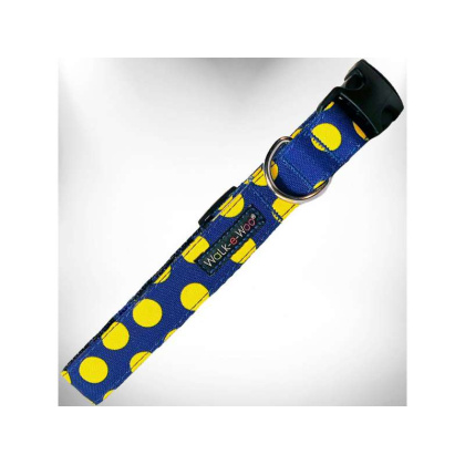 Yellow Dot on Blue - Polka Dot Dog - Neon Collars - S 3/4\