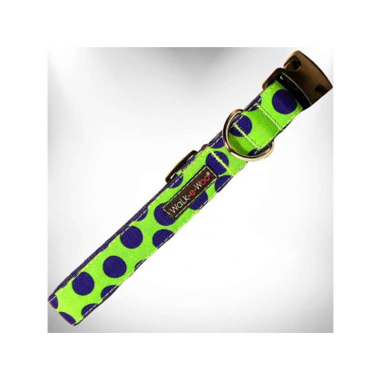 Blue Dot on Green - Polka Dot Dog - Neon Collars - XS 5/8\