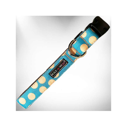 Tan Dots on Turquoise - Polka Dot Dog - Tan Dots Collars - M 1\