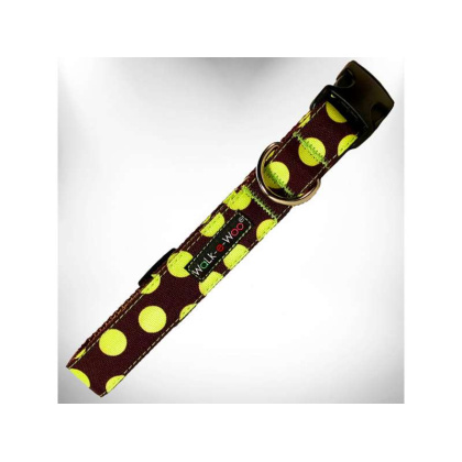 Green Dot on Brown - Polka Dot Dog Collars - S 3/4\