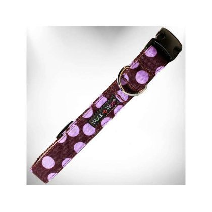 Purple Dot on Brown - Polka Dot Dog Collars - L 1\