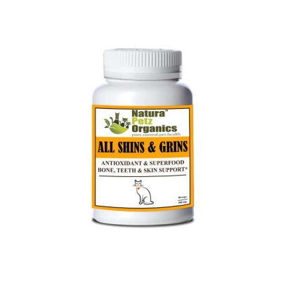 All Shins & Grins Capsules - Antioxidant Super Food Bone, Eye, Teeth & Skin Support Dog & Cat* - CAT/ 90 caps / 300 mg